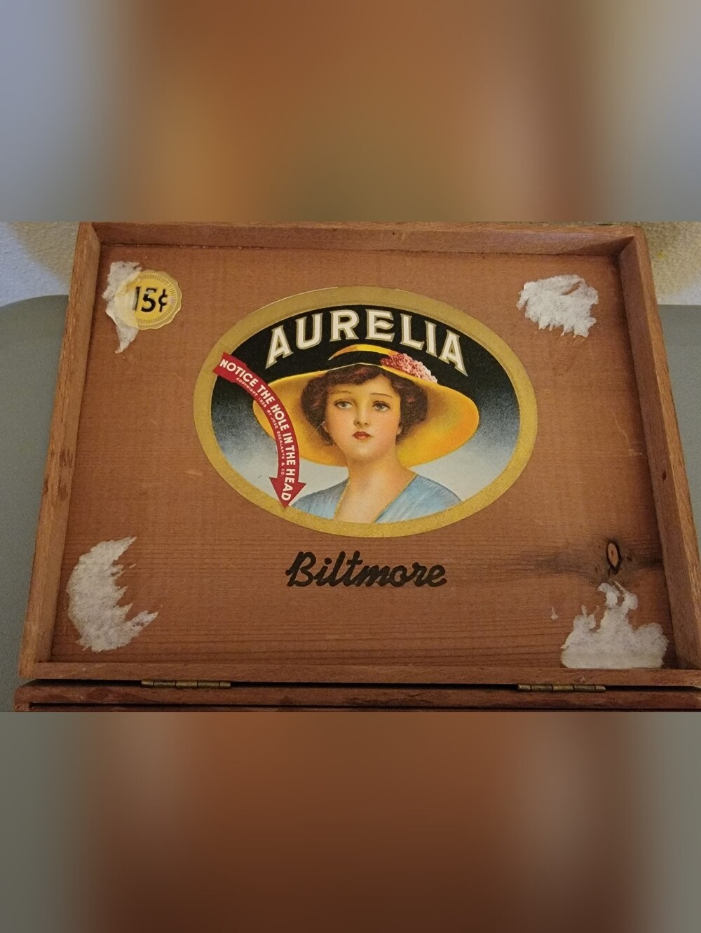 Aurelia Vintage Cigar Box Lid with Factory No. 70 Label - Brown
